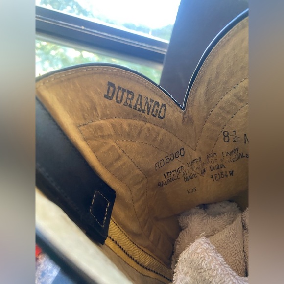 Durango Black Western Leather Boots Y2K 90s Style Festival Boho Casual - Picture 7 of 8